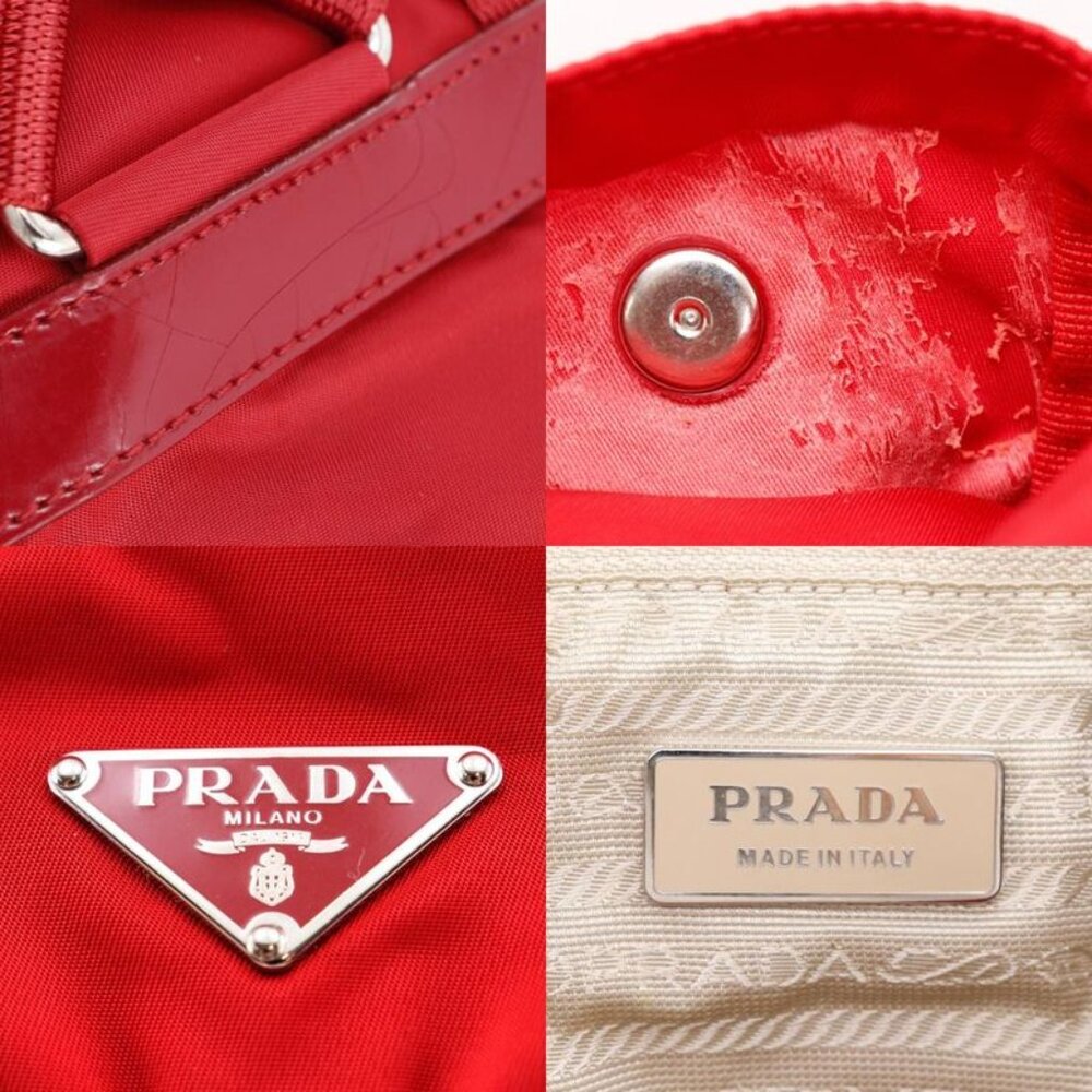 Prada Vera Sport Bz6677 Nylon Rosso Red Backpack Daypack - Picture 9 of 10